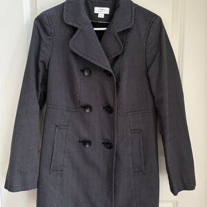 LOFT Black Pea Coat with Notched Lapel and Tailored Fit